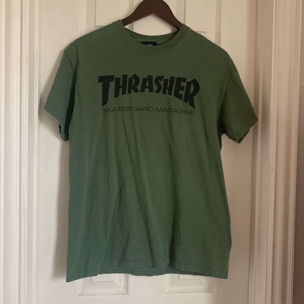 Thrasher olive green tee shirt— size m
